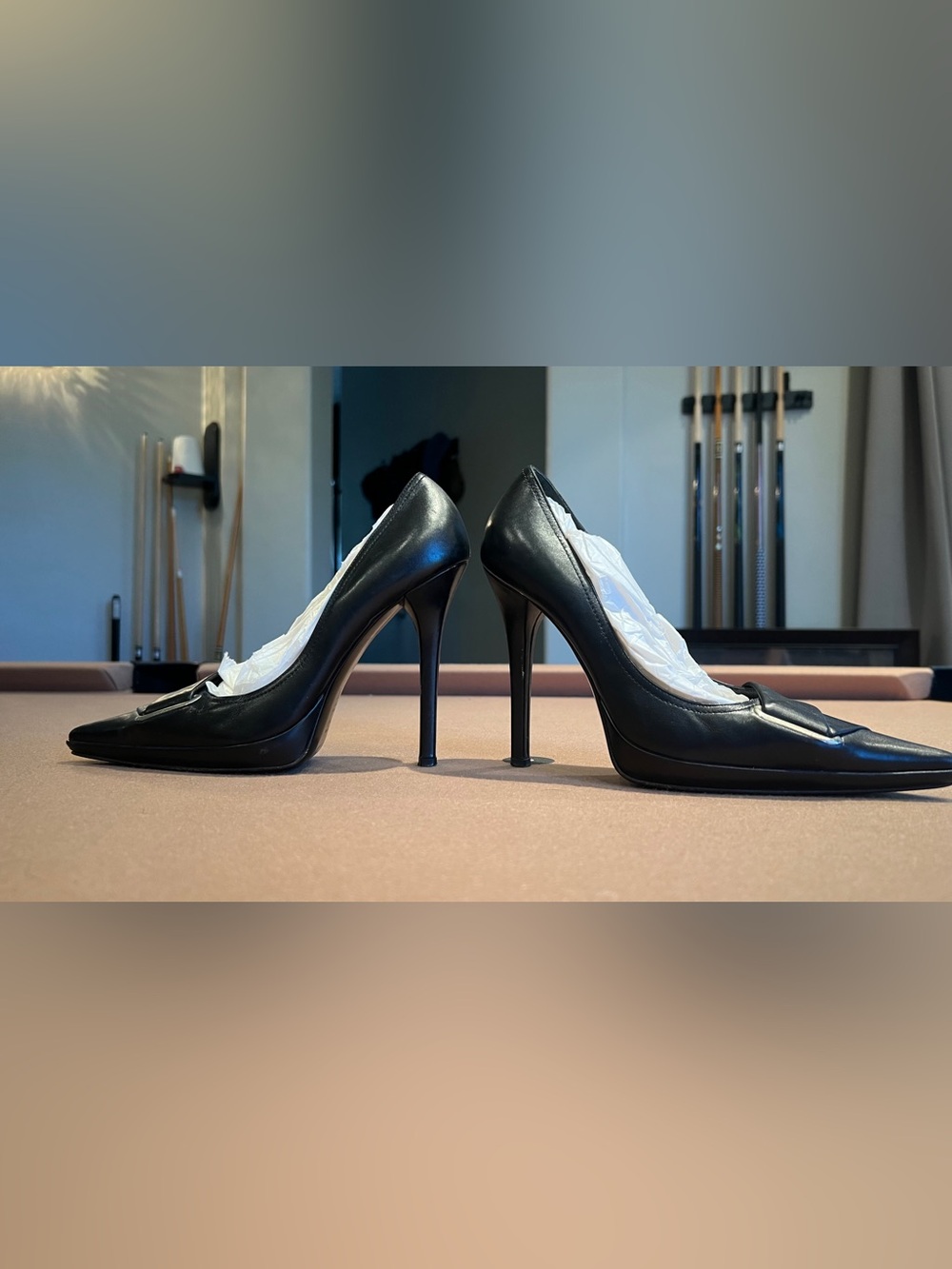 Casadei Black Leather Pointed Toe Stiletto Heels